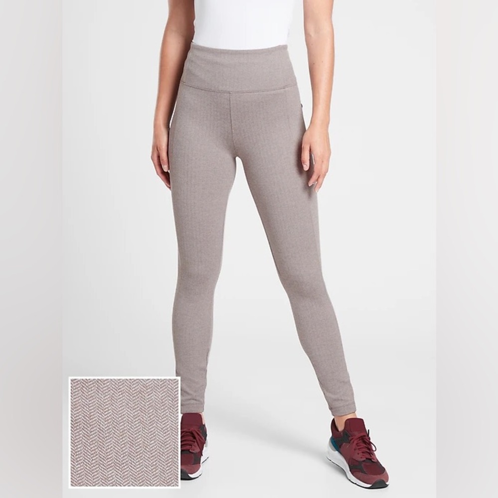 Athleta Delancey Herringbone Tight Light Asphalt/Bright White Size Medium